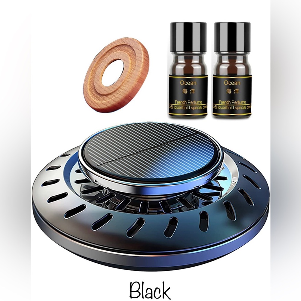 Air Freshener Solar Energy Rotating perfume Diffuser with 2 essential Oil Refill